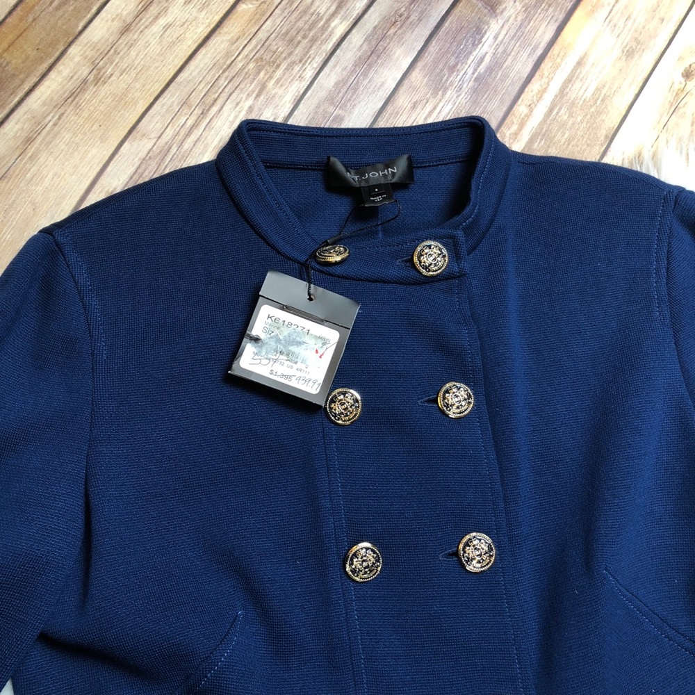 St John Military Style Blue Jacket Gold Buttons 8 - Picture 3 of 6